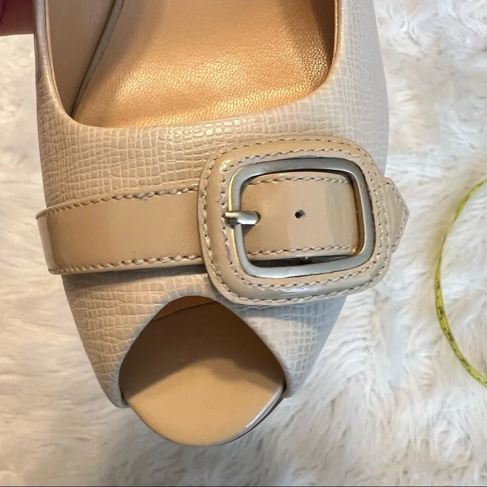 Cole Haan Nike Air Technology sling back Peep Toe Heels buckle detail Size 8 1/2